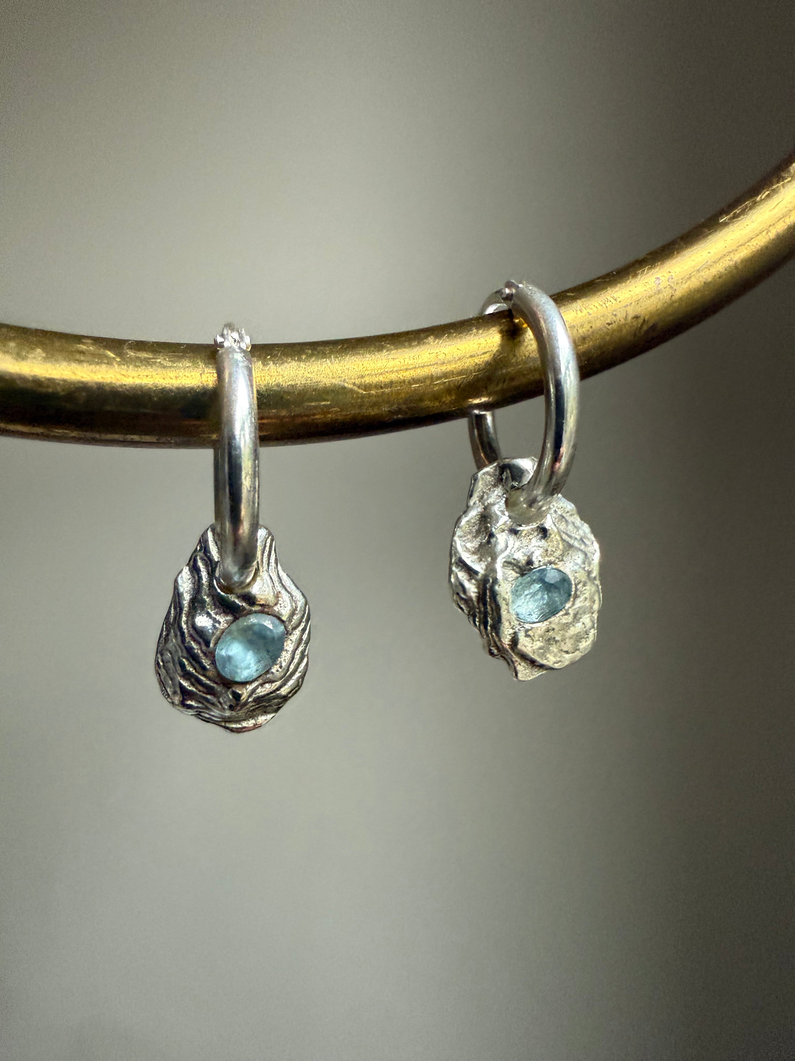 AQUAMARINE GEMSTONE HOOPS 4