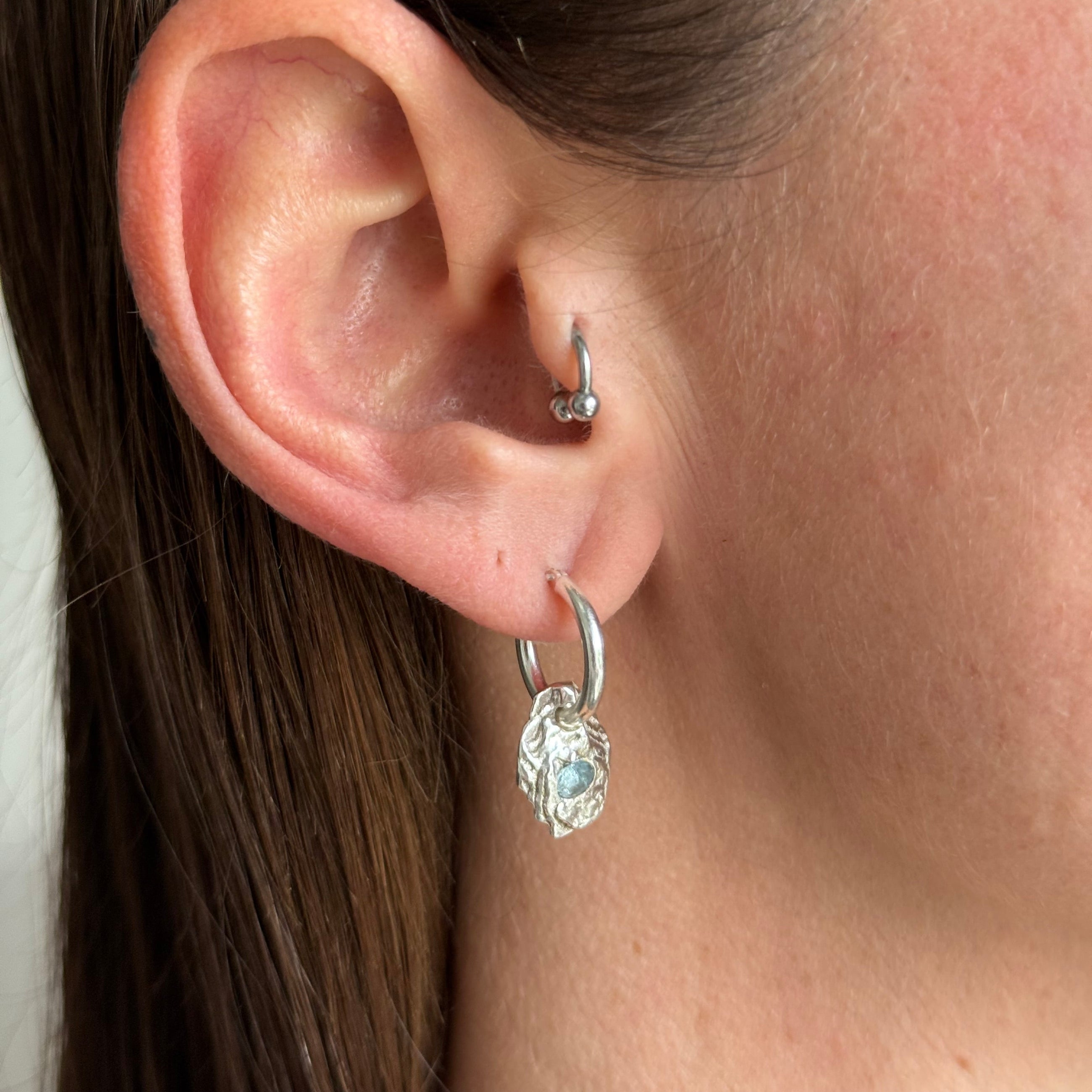 AQUAMARINE GEMSTONE HOOPS 4