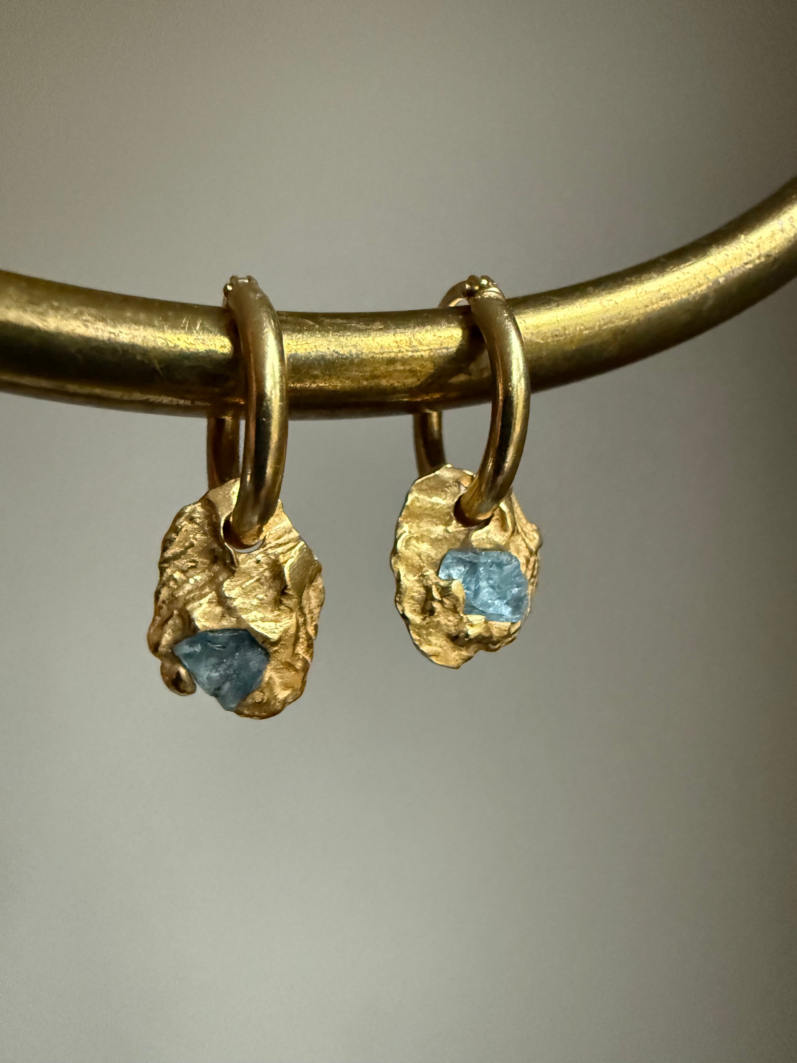 AQUAMARINE GEMSTONE HOOPS 2
