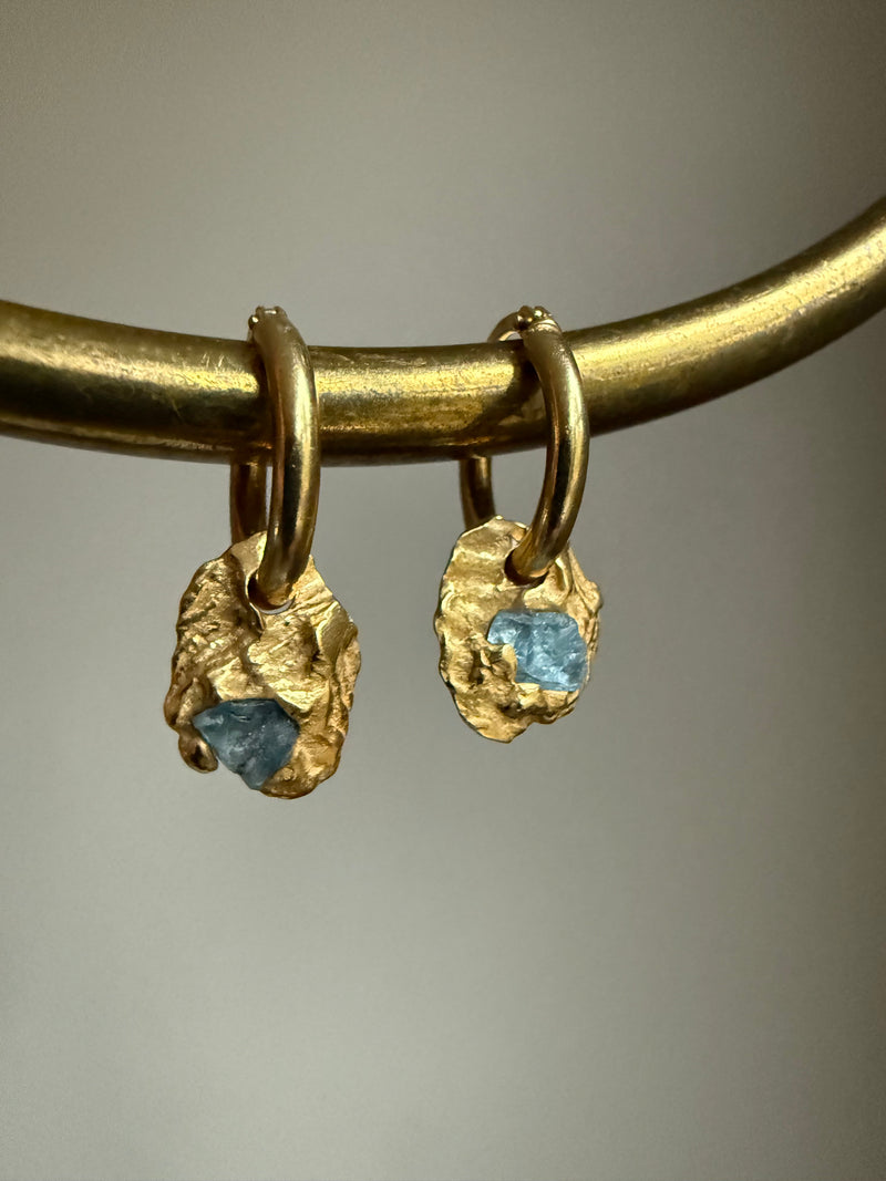 AQUAMARINE GEMSTONE HOOPS 2