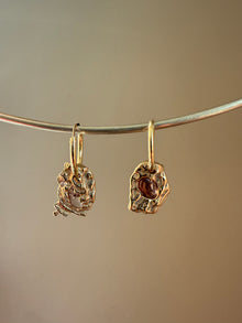 SOLID GOLD PINK SPINEL GEMSTONE HOOPS 1