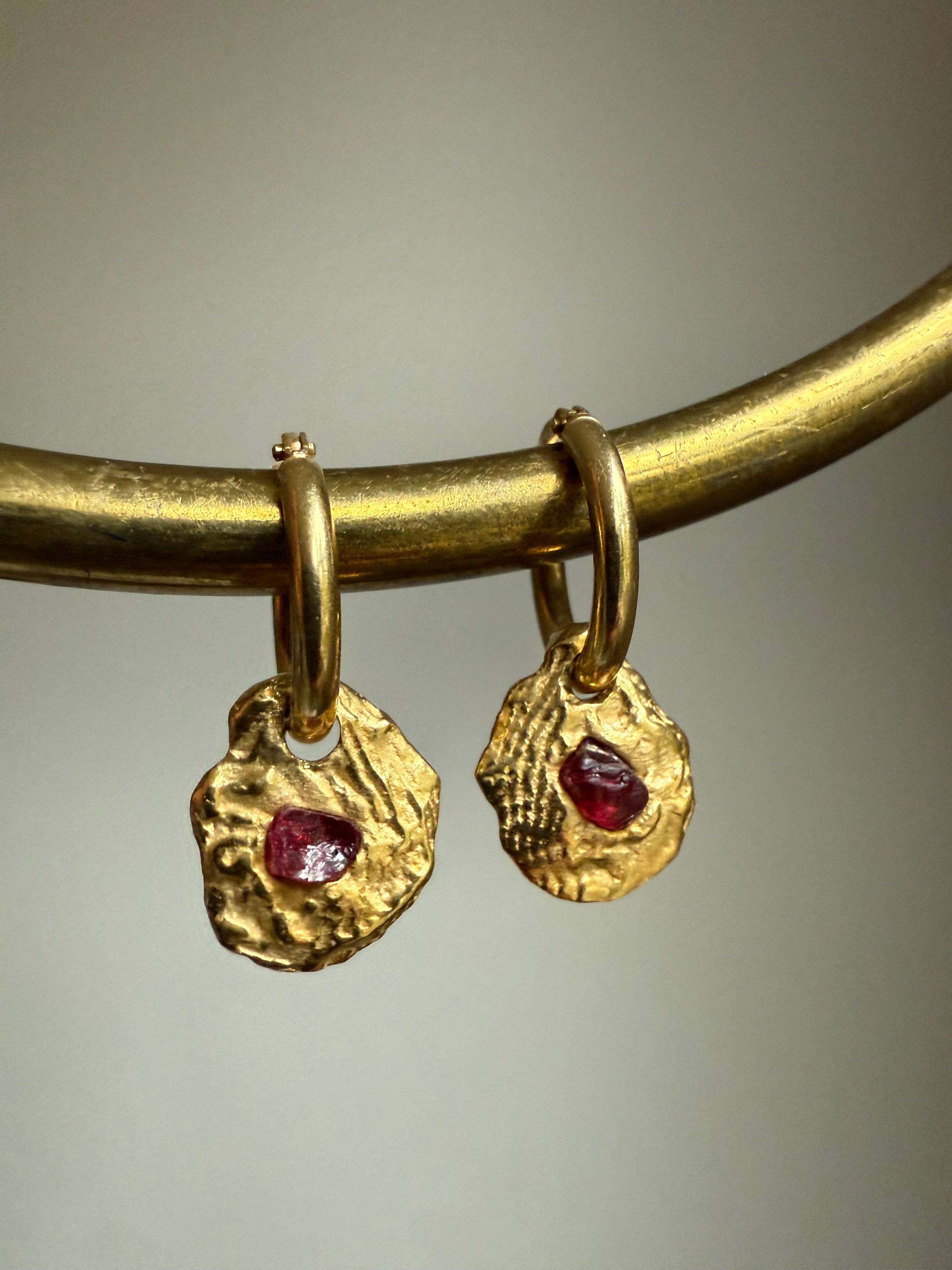 RED SPINEL GEMSTONE HOOPS 1