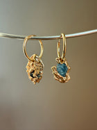 SOLID GOLD AQUAMARINE GEMSTONE HOOPS 1