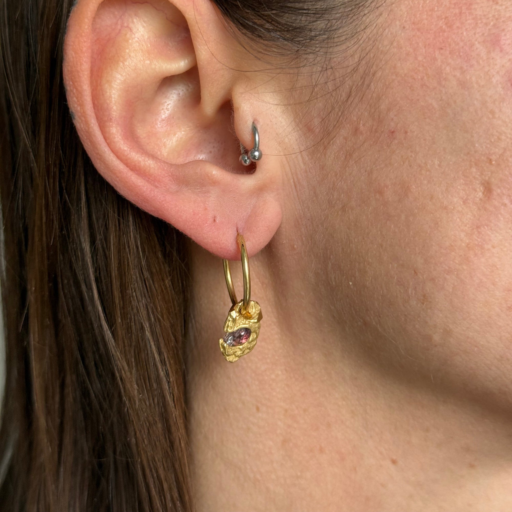 PINK SPINEL GEMSTONE HOOPS 1