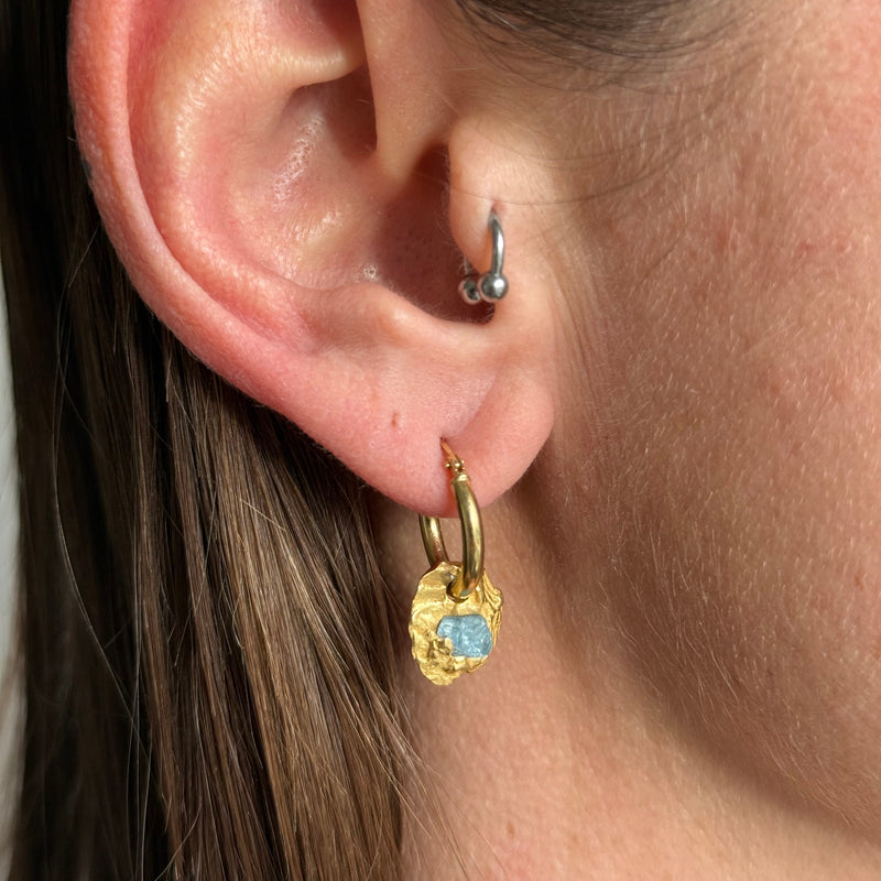 AQUAMARINE GEMSTONE HOOPS 2