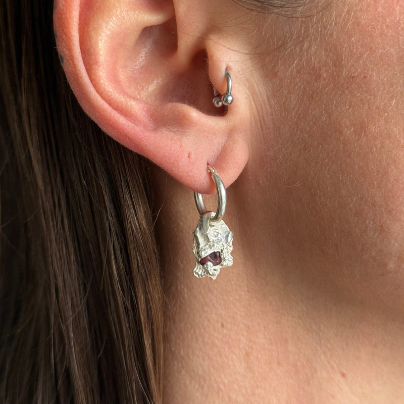 RED SPINEL GEMSTONE HOOP 2