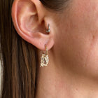 SOLID GOLD PINK SPINEL GEMSTONE HOOPS 1