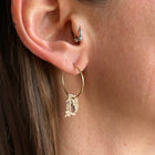 SOLID GOLD PINK SPINEL GEMSTONE HOOPS 1