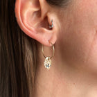 SOLID GOLD AQUAMARINE GEMSTONE HOOPS 1