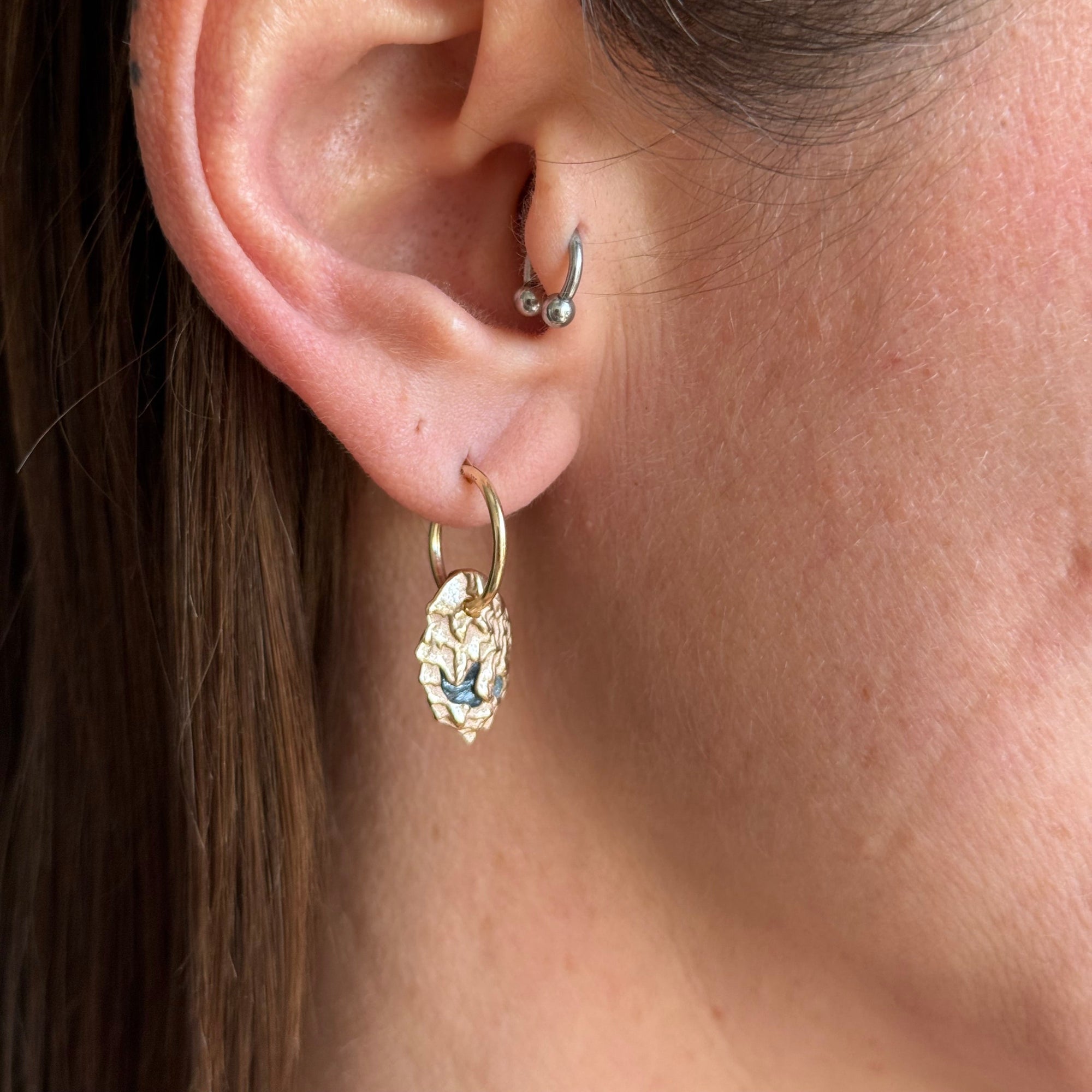 SOLID GOLD AQUAMARINE GEMSTONE HOOPS 1