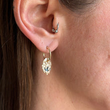 SOLID GOLD AQUAMARINE GEMSTONE HOOPS 1