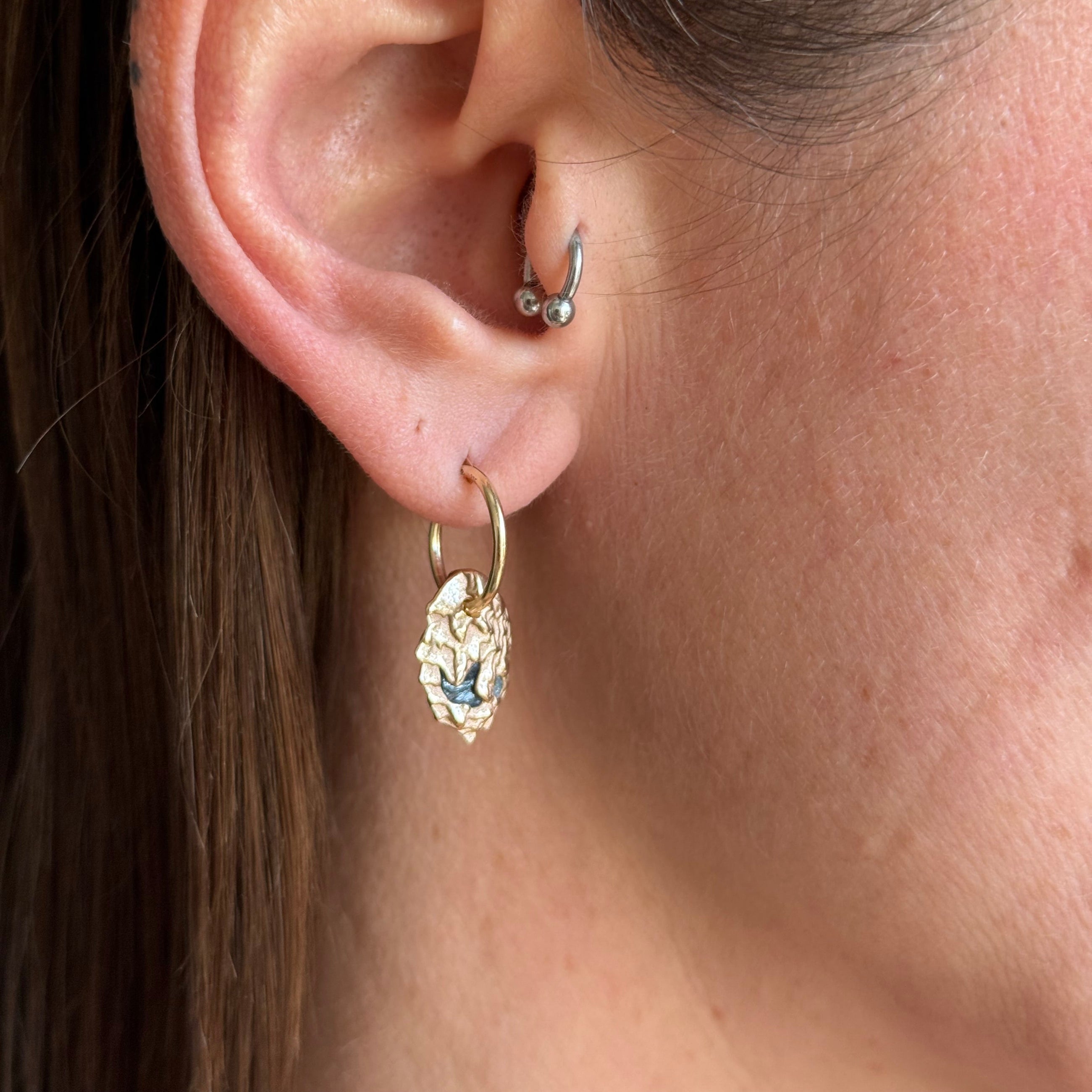 SOLID GOLD AQUAMARINE GEMSTONE HOOPS 1